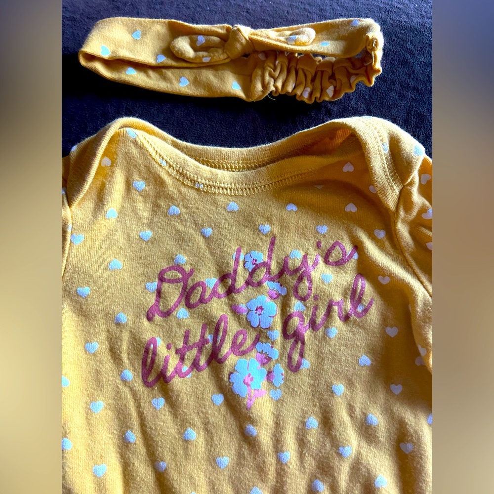 Carter’s Daddy’s little girl outfit - yellow with headband 3months baby girl